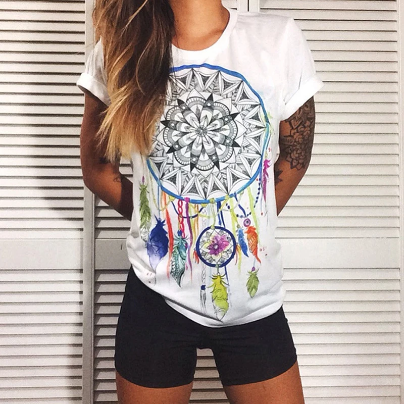 Женская футболка с коротким рукавом и принтом Ловец снов| |