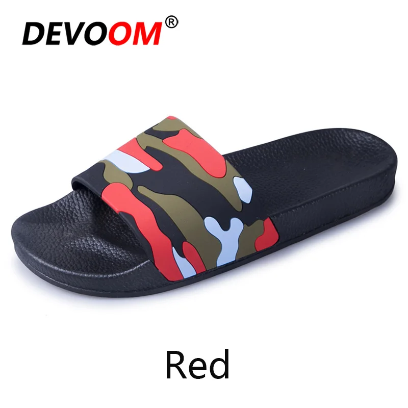 Красный Новинка; летние пляжные шлепанцы; Mannen Chaussons Homme; Мужская обувь; уличные тапочки; Домашние шлепанцы; мужские легкие дышащие Тапочки - Цвет: Красный