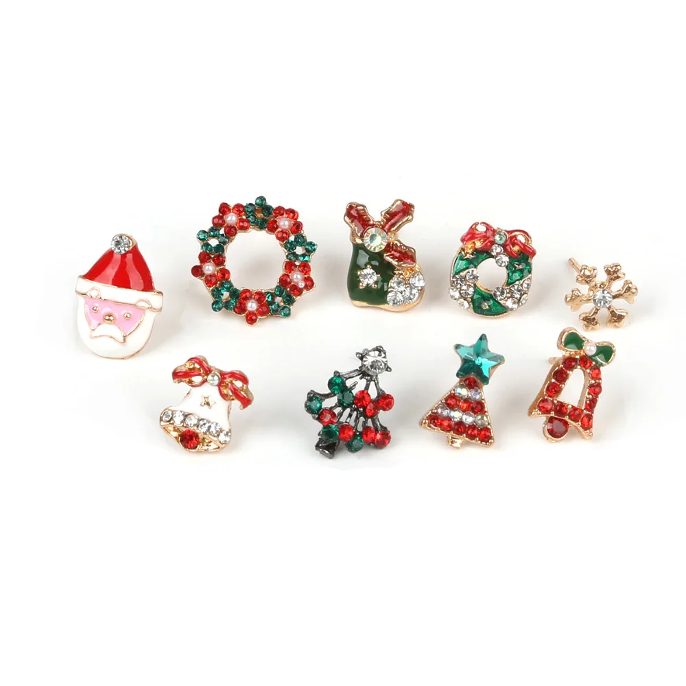 Серьги гвоздики женские новогодние и вечерние ничные милые украшения с Санта