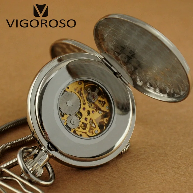 Часы наручные механические из нержавеющей стали роскошные серебристые с ручным