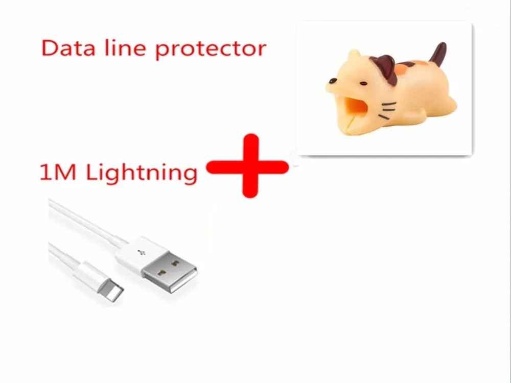USB кабель для телефона для IPhone XS Max XR X 8 7 6 IPad Air 2 Мобильный телефон Быстрая зарядка с кабелем намотки милые животные укусы - Цвет: Panda
