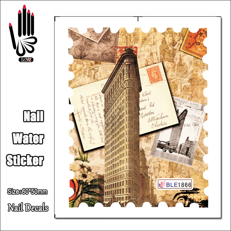 1 лист BLE1866 живописный вид штамп дизайн ногтей Стикеры полное покрытие для