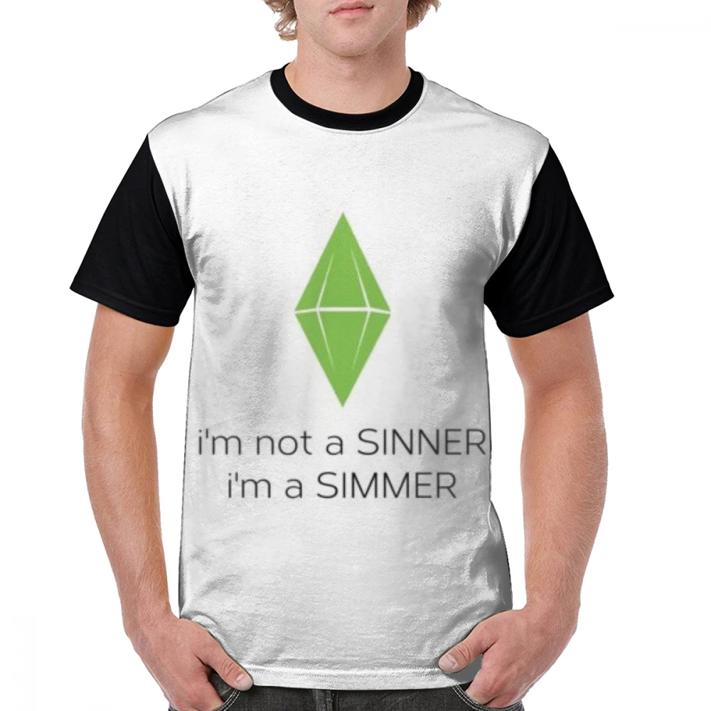 The Sims 4 T рубашка I Am A SIMMER футболка уличная одежда с графическим принтом, футболка, потрясающая, полиэстер, большая Мужская футболка - Цвет: Черный