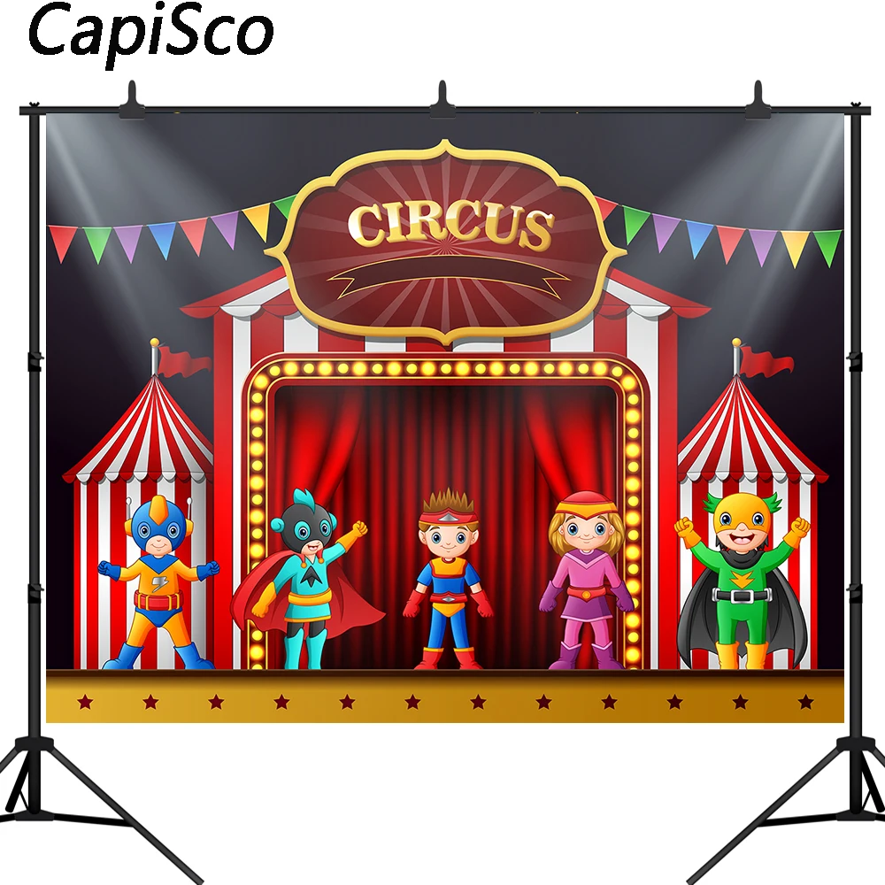 

Capisco Circus Photography backdrop Super hero birthday party background photocall fotografia photo booth photo studio