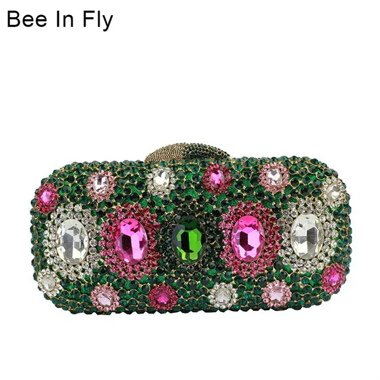 

Bee In Fly Big Colorful Crystal Cell Phone Pocket Lady Evening Pochette Bags Crystal bag