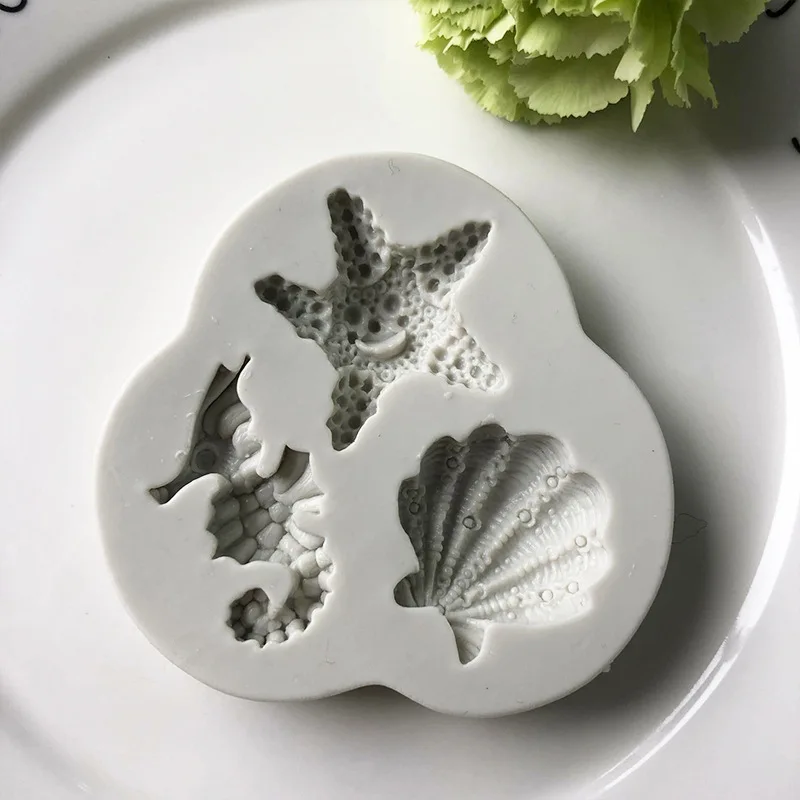 Marine Life Silicone Chocolate Mold 3D Seahorse Shell Starfish Shaped Fondant Molds Creative Cake Decorating Moulds | Дом и сад