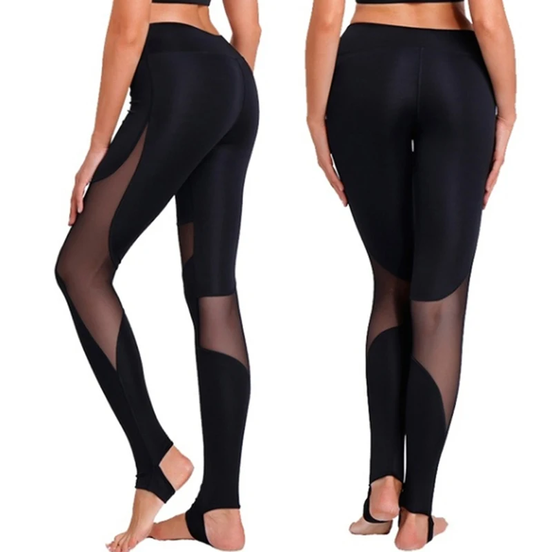Fashion Casual Fitness Stitching Mesh Leggings For Female Women Step On The Foot Elasticity Workout Clothes High Quality Leggins | Женская