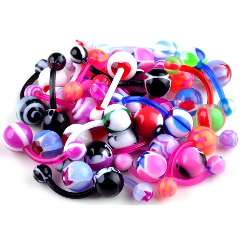 Новинка 5 шт разноцветные акриловые пупка кольца живота украшения для пирсинга