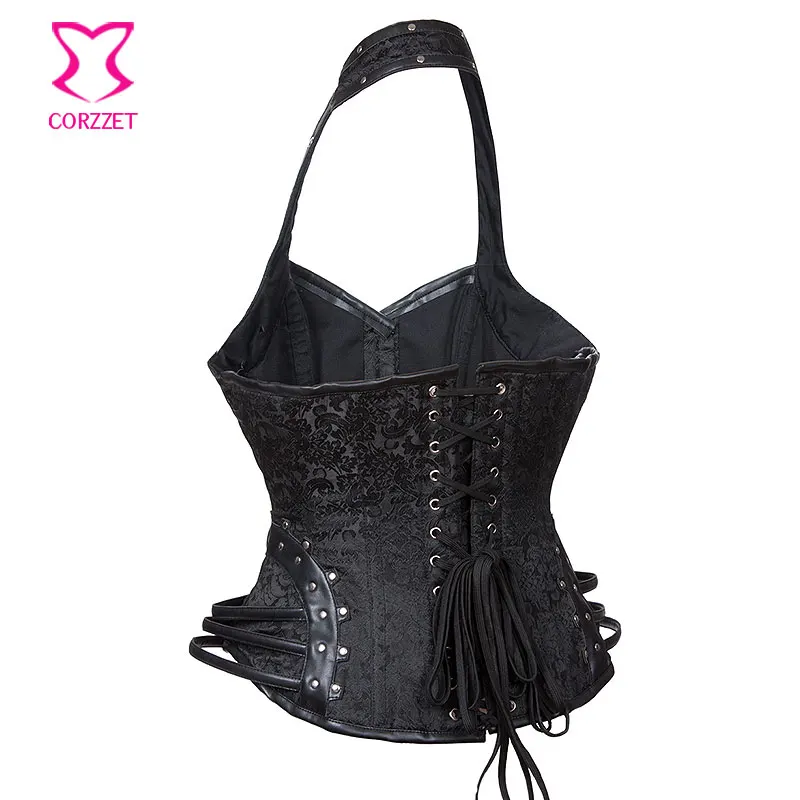 Женское винтажное платье корсет в стиле стимпанк черное готическое с бретелькой