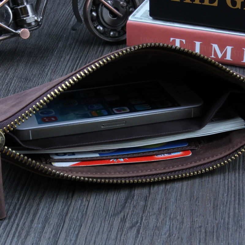 Однотонный винтажный кошелек из натуральной кожи с гарантией Mubuck мужские Клатчи