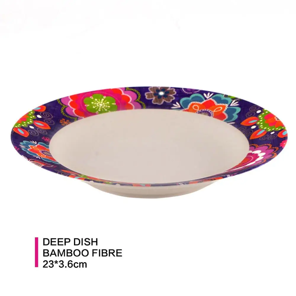 9inch deep plate FISSMAN тарелка из бамбукового волокна, обеденное блюдо, поднос для еды, салатник, посуда, столовый набор - Цвет: 9inch deep plate