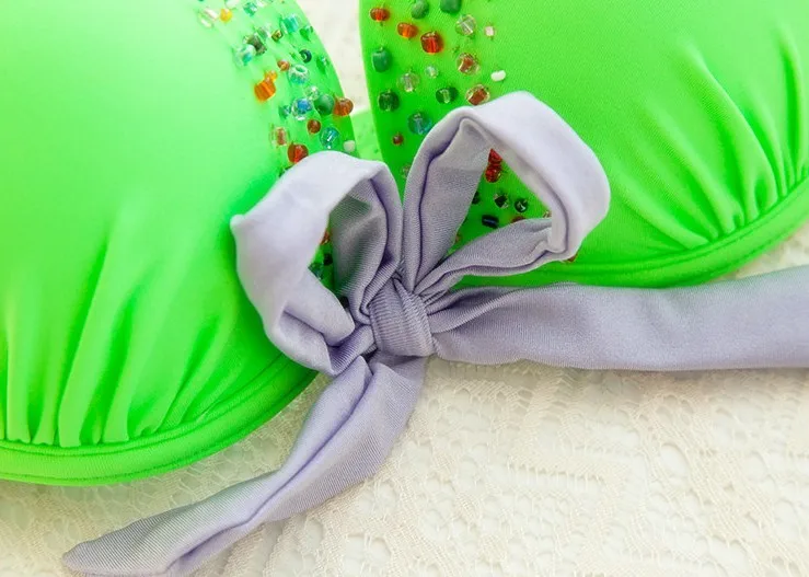 Зеленый топ с бретелькой через шею бикини Комплект V купальники Victoria's Secret Для