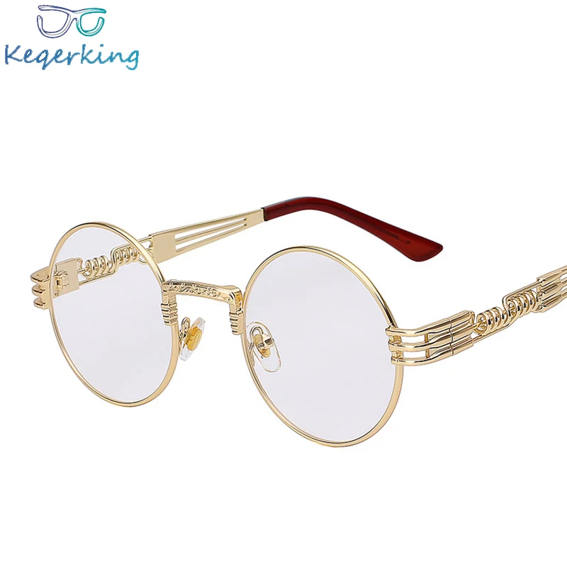 

Gothic Steampunk Sunglasses Men Women Metal Wrap Eyeglasses Round Shades Brand Designer Sun glasses Mirror High Quality UV400