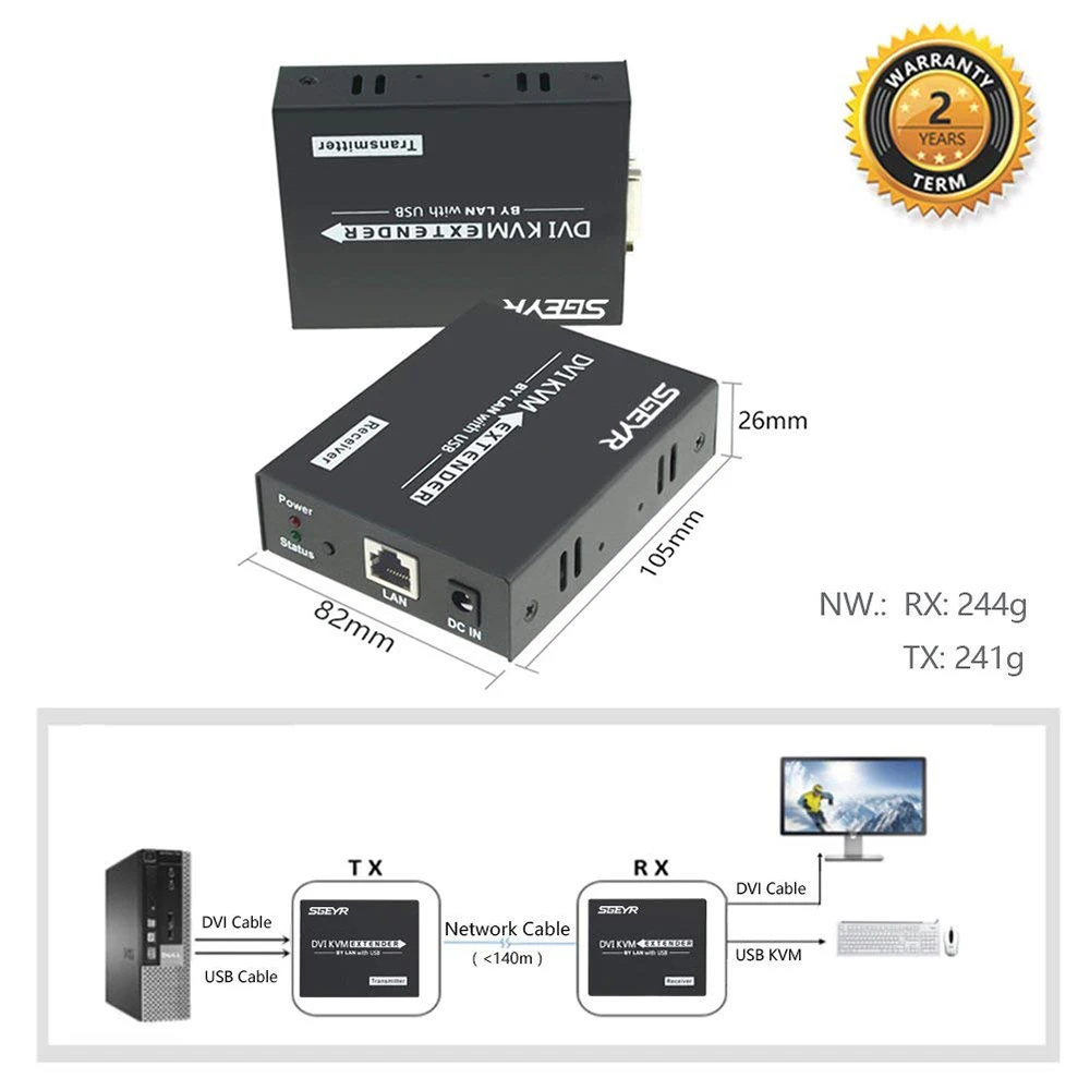 120 м 395ft DVI KVM удлинитель 1080p удлиннитель USB KVM клавиатура мышь ИК удлинитель по RJ45 Cat5e/6 сплиттер поддержка 1920x1200