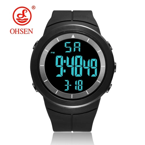 Black Watch Новинка OHSEN брендовые модные ЖК Цифровые мужские наручные часы 50 м водонепроницаемые спортивные черные военные мужские часы relogio masculino - Цвет: Black Watch