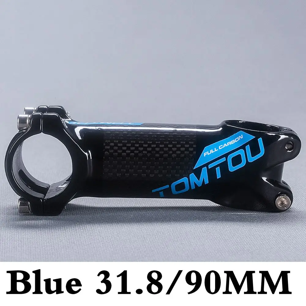 90mm Из карбонового волокна от tomtou+ алюминиевый сверхлегкий MTB велосипедный вынос руля, шоссейный велосипед аксессуары для горных велосипедов 3 K глянцевый синий-T42T09 - Цвет: 90mm