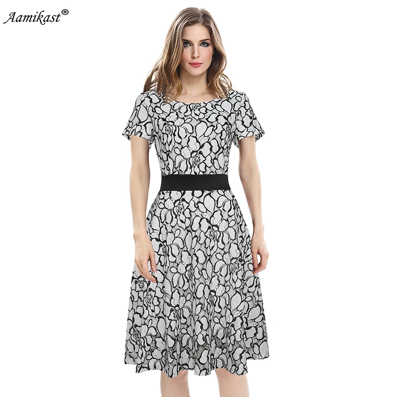 Женское элегантное цветочное кружевное платье-туника Aamikast с контрастным поясом