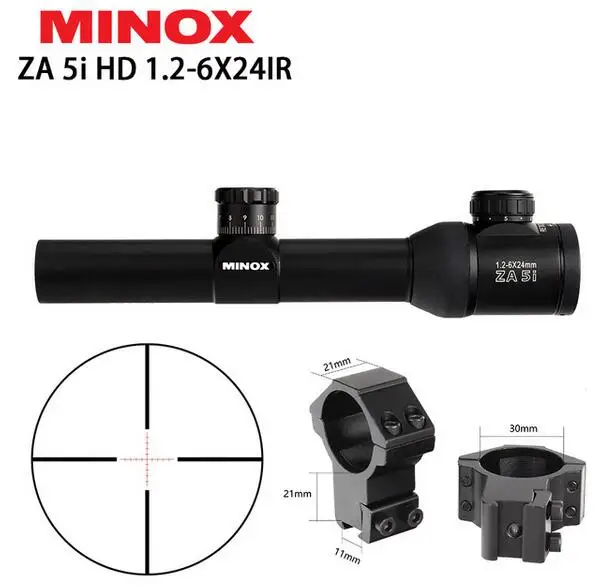 with dovetail rings MINOX ZA 5i HD 1,2-6X24 ИК компактный охотничий троп прицел стекло травленый с подсветкой сетка длинный глаз рельеф прицел оптические прицелы - Цвет: with dovetail rings