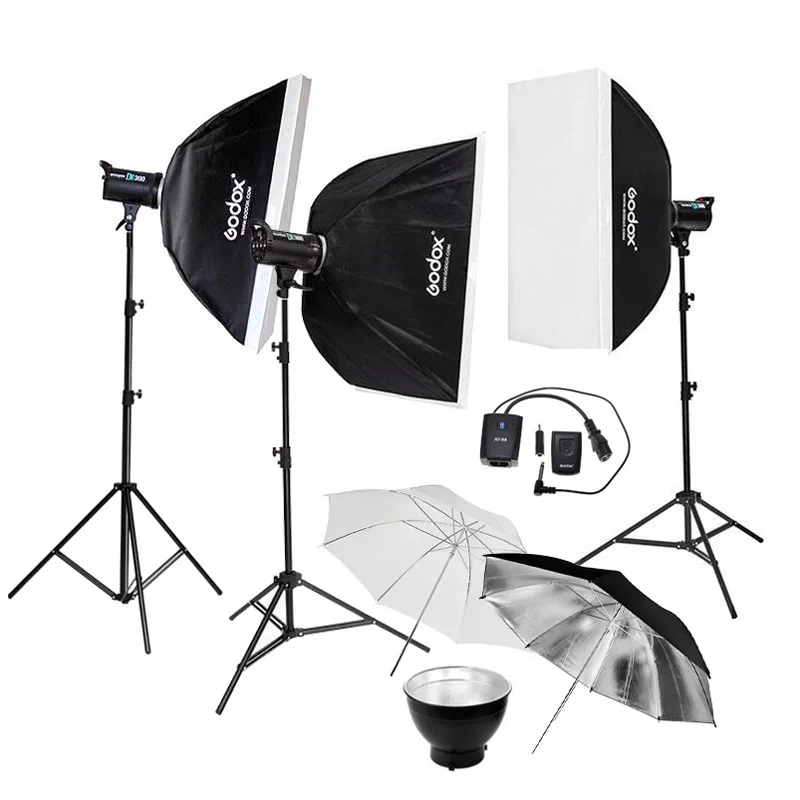 Фотостудия Godox DE300 900 Вт/3х300 Вт 300WS набор для вспышки + софтбокс 60х90 см стойка