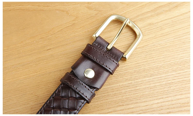 High Quality Top Layer Cow Leather Belt Handmade Men's Belt Cowskin Business Style Woven Pattern Casual Belts for Male