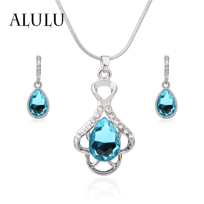 Комплект из колье и серёг с кристаллами 7 цветов | Украшения аксессуары