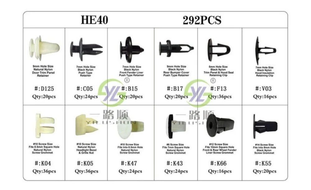 292 шт. зажимы для крыльев и дверей автомобиля фиксатор кузова в ассортименте TOYOTA