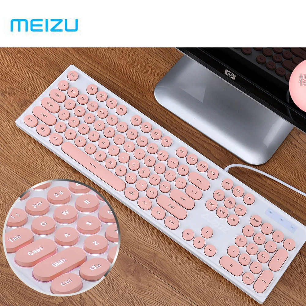 4 цвета Meizu Heijue AK325 круглый ключ панк белый с подсветкой Офисная Клавиатура
