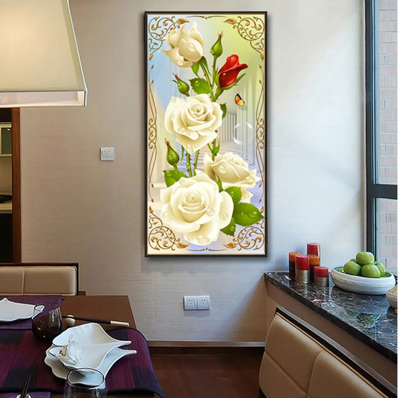 Алмазная мозаика 5D сделай сам белая роза из полимерной смолы полный набор для