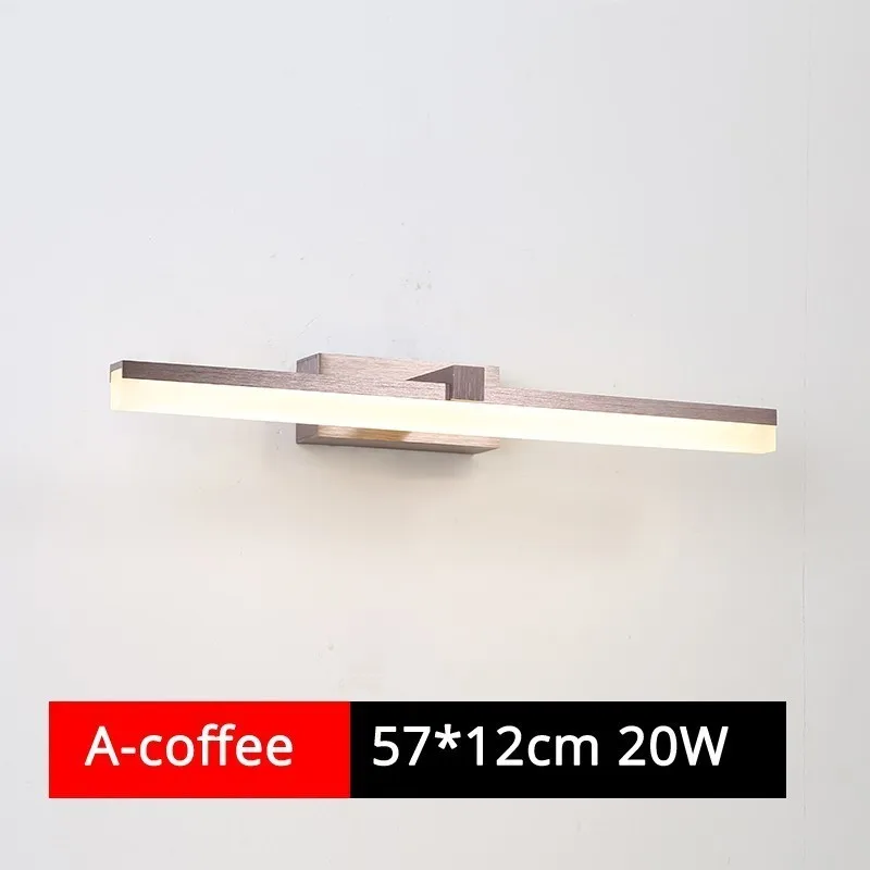 A coffee 57cm 16 Вт 24 Вт современный противотуманный водонепроницаемый акриловый зеркальный светильник светодиодный настенный светильник для ванной комнаты серебряный кофе Внутреннее освещение светильник бра для дома - Цвет абажура: A coffee 57cm