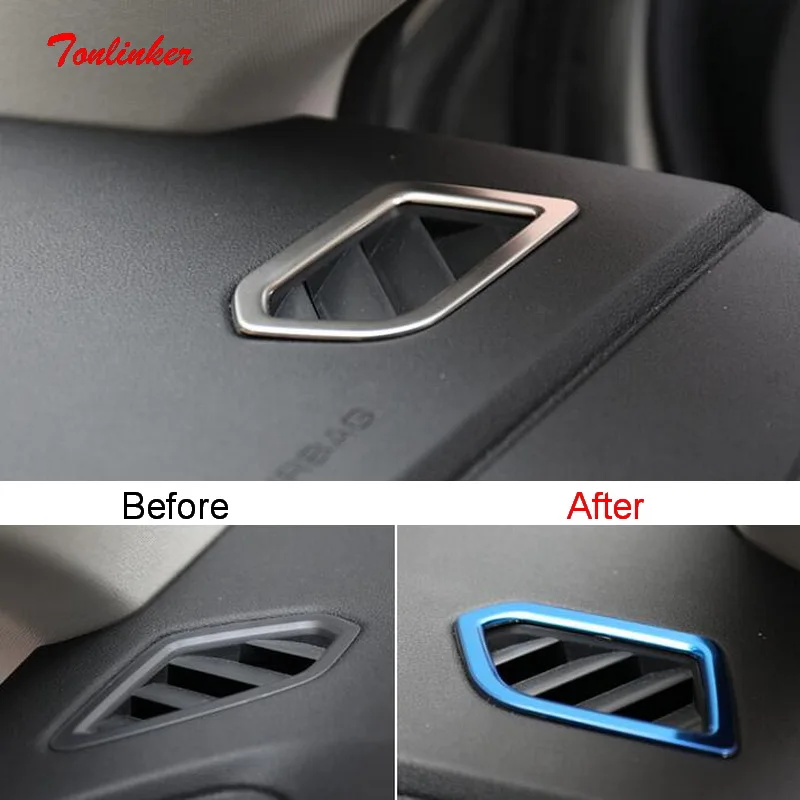 

Tonlinker Interior Dashboard Small Outlet Cover sticker For Haval F7/F7X 2018-19 Car Styling 2PCS Stainless Steel Cover sticker