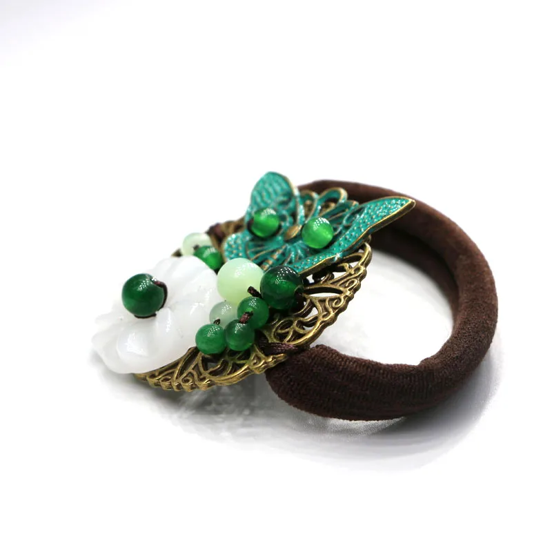 Женская резинка для волос в этническом стиле украшение из сплава зеленого цвета