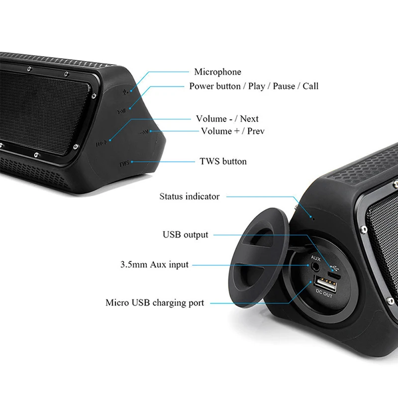 

Outdoor Portable Bluetooth Speaker High Power 20W Waterproof Wireless Speakers Rock Professional Super Bass Soundbar Support TWS