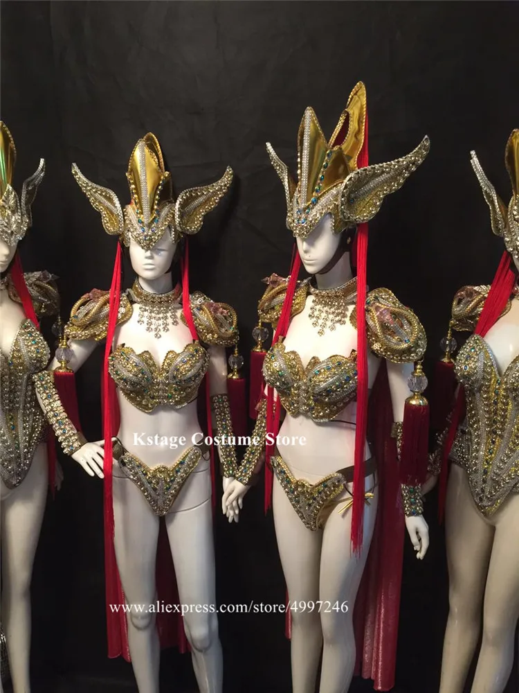 KS6 Singer ballroom dance led costumes luminous light headpiece dj dress glowing bikini wear catwalk stage outfits perform party | Дом и сад