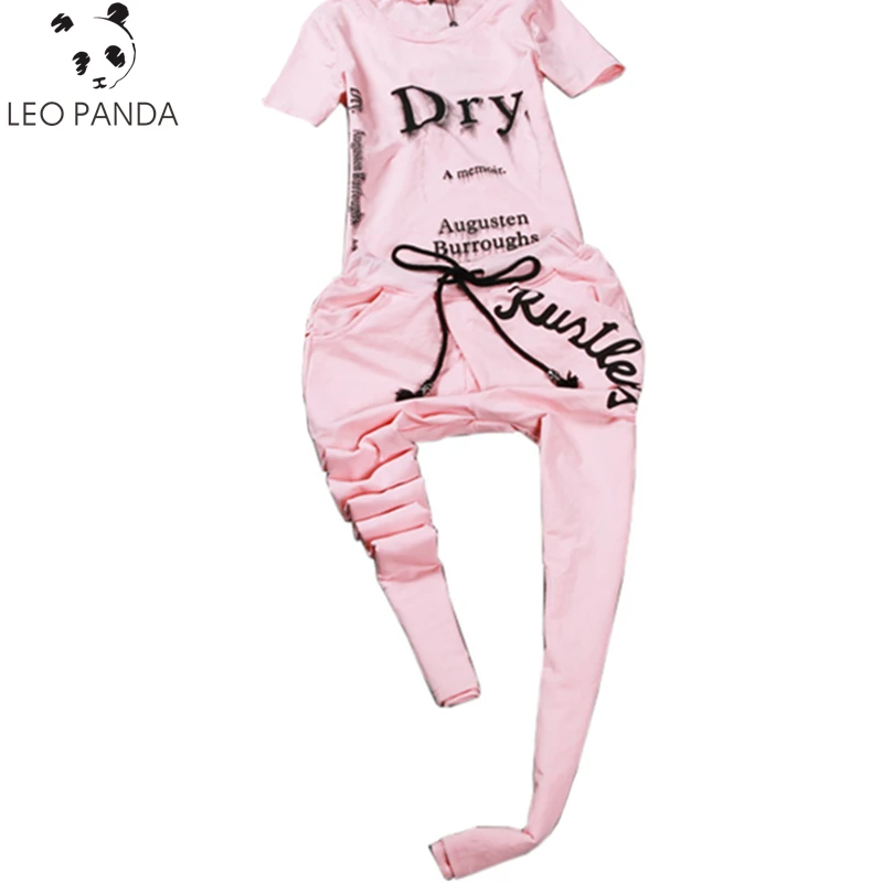 Летние Осенние женские комплекты из 2 предметов (футболка + брюки) спортивные