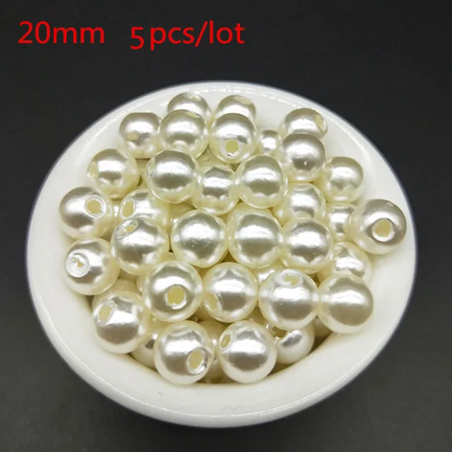 Beige 20mm 5pcs 3-20 мм дешевые круглые ABS прямые отверстия имитация жемчуга белые бусины ручной работы DIY браслет ювелирные аксессуары Изготовление - Цвет: Beige 20mm 5pcs