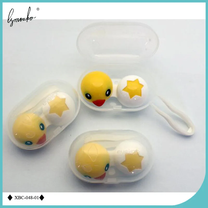 Lymouko Горячая милый желтый мультфильм маленькая утка портативный пластиковый корпус контактных линз для комплекта контактные линзы коробка контейнер