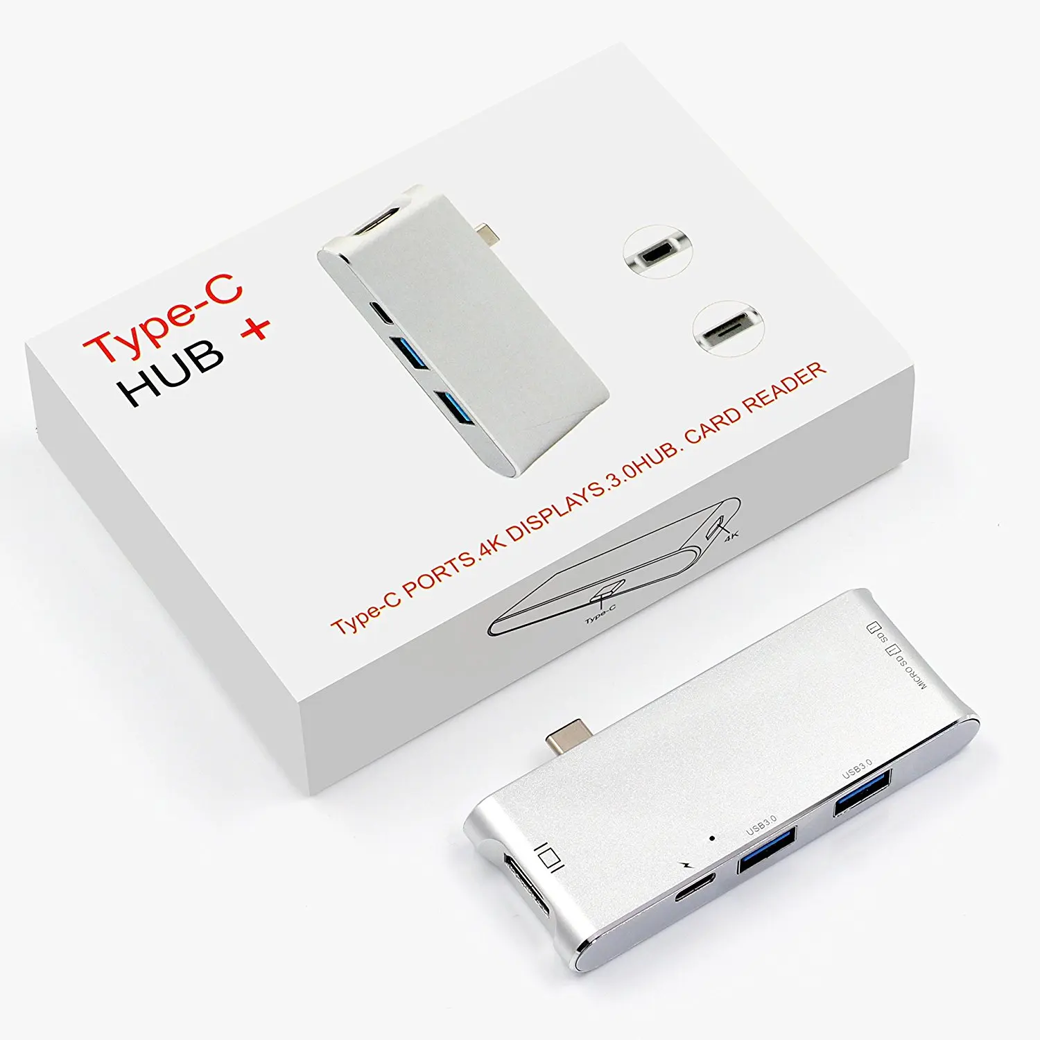 USB C Адаптер Hub с HDMI 4K + 2 портовый 3 0 и кардридер SD для Samsung /Google /Acer /HP /Dell /ASUS /Lenovo /Msi