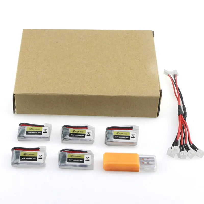 5 шт. Eachine E010 E010C E011 E013 3 7 В 260 мАч 45C Lipo батарея USB зарядное устройство Разъем для RC