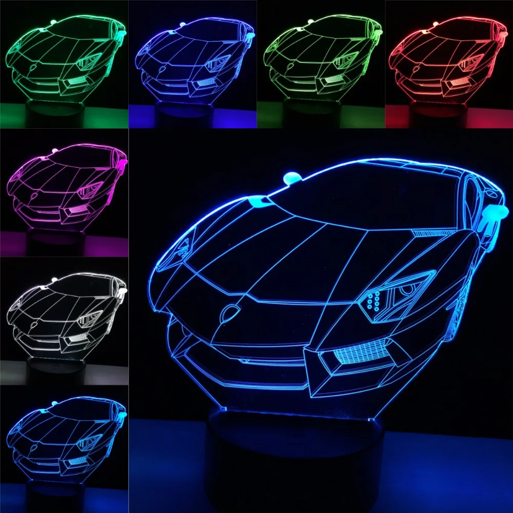 

GAOPIN Fashion Racing car Shaped 3D Lamplight LED USB Mood Night Light Multicolor Touch or Remote Luminaria Change Table Lamp