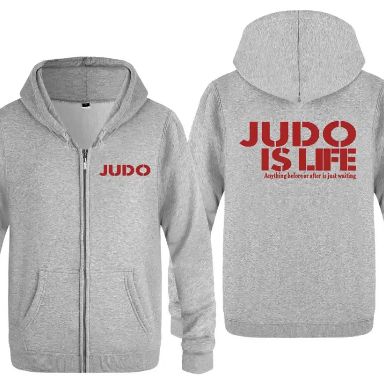 16 Мужские толстовки с капюшоном на молнии с надписью «Judo is Life», мужская флисовая толстовка с капюшоном и длинным рукавом, мужская куртка, пальто, Толстовка для фитнеса, спортивный костюм негабаритных размеров - Цвет: 16