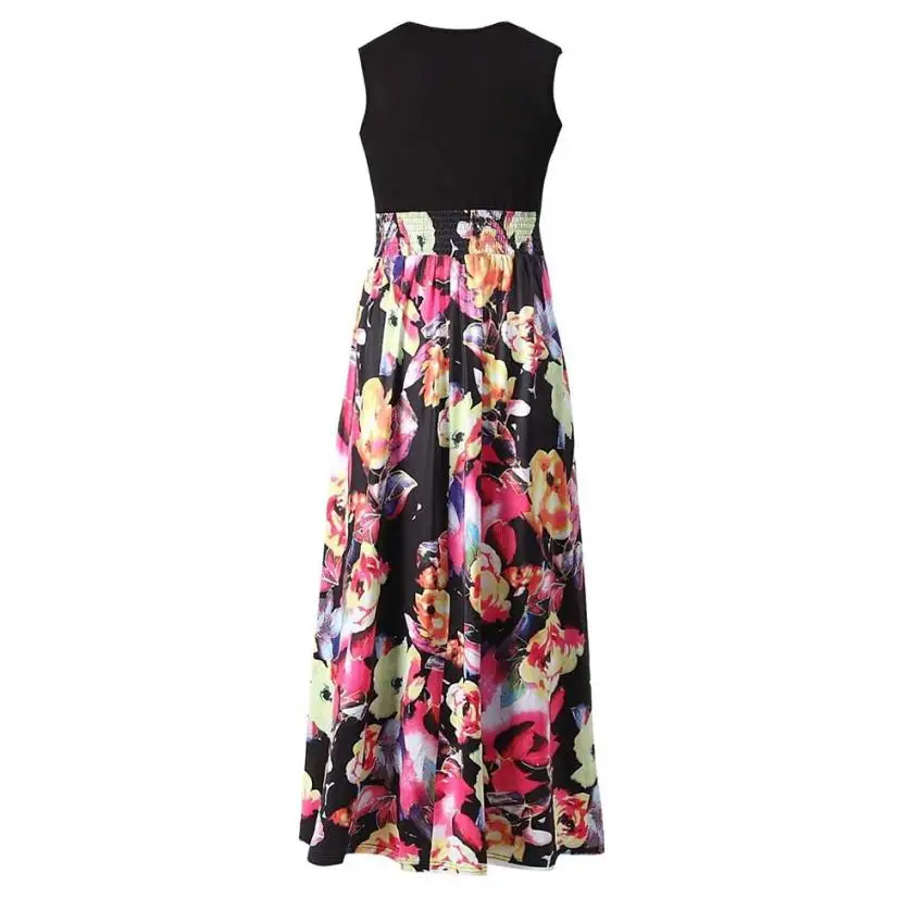 Женское пляжное длинное коктейльное платье с v-образным вырезом и цветочным