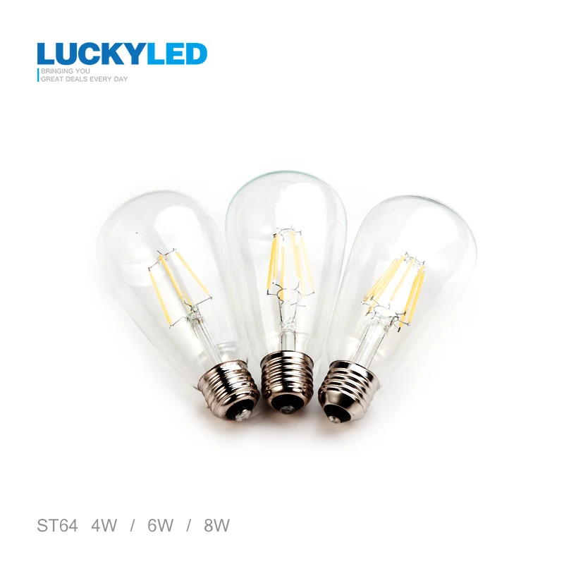 Счастливая светодиодный Винтаж Эдисон лампы E27 4 Вт 6 8 AC 220V 110V прозрачный Стекло