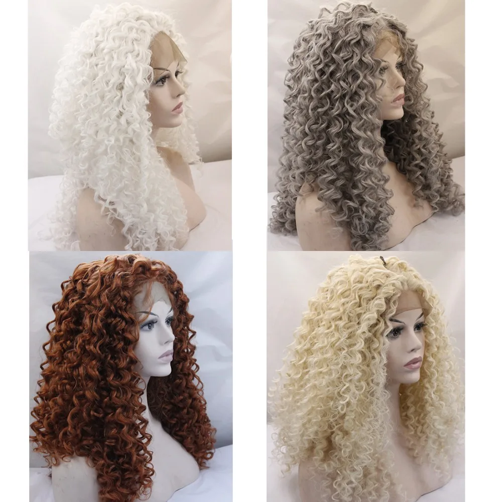 Волос SW длинные Kinky Фигурные синтетические Синтетические волосы на кружеве парик