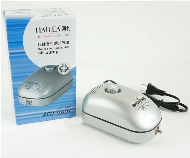 3.2л/мин 2 Вт Hailea ACO 9601 Новый Супер Тихий Регулируемый аквариумный воздушный насос