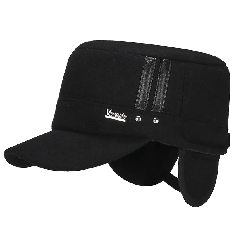 Women Men Winter Warm Woollen Blends Flat Sports Caps Service Army Snapback caps Earflaps Chapeu Casquette Military Hats | Аксессуары