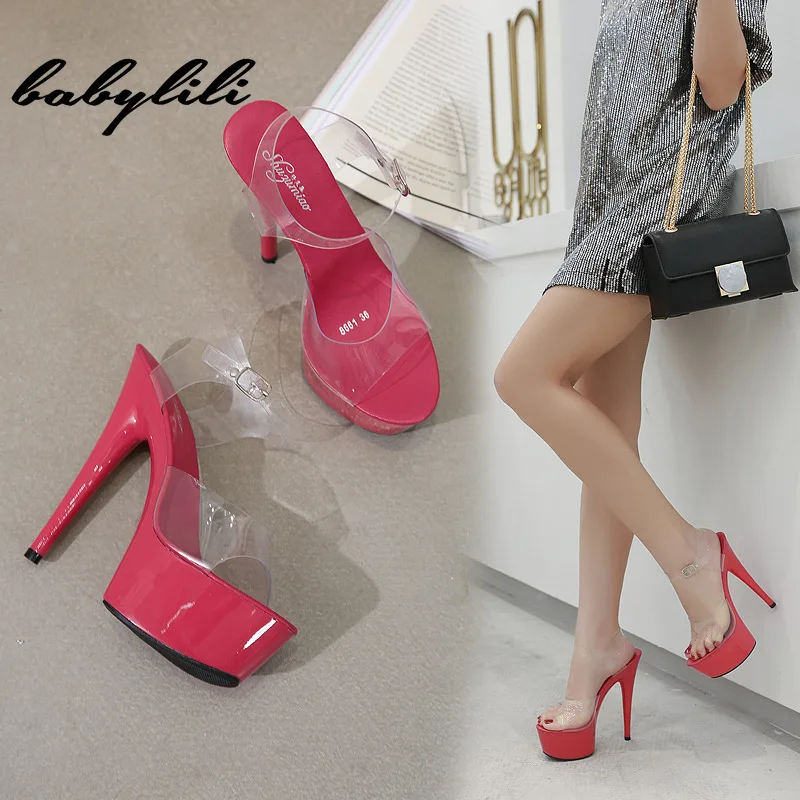 Летние женские босоножки на высоком каблуке 15 см модная женская обувь платформе