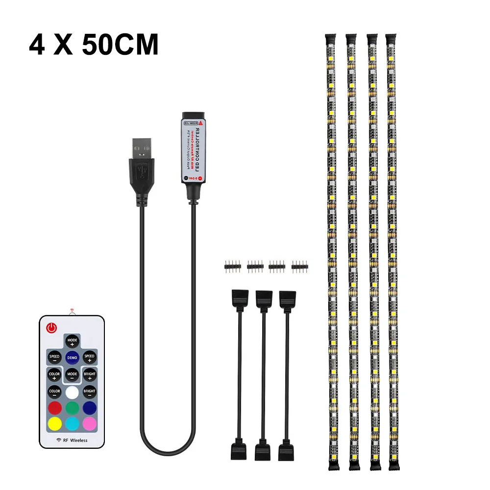 4x50cm USB Светодиодная лента светильник 5050 RGBW RGBWW RF пульт дистанционного управления 50 см 1 м 2 м 3 м 4 м для ПК ТВ фоновый светильник ing гибкий светильник DC5V - Испускаемый цвет: 4x50cm