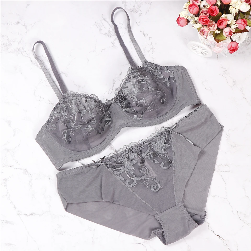 2019 просвечивающий бюстгальтер комплект сексуальное Ультра тонкое женское