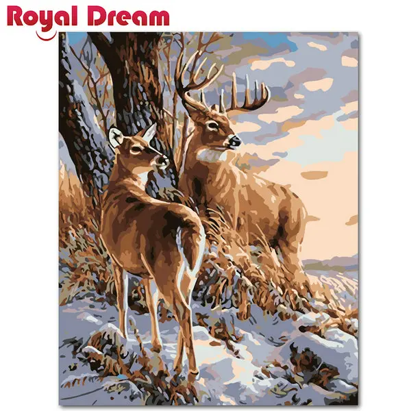 Набор для рисования по номерам на холсте Лось в снежном пейзаже|Рисование и