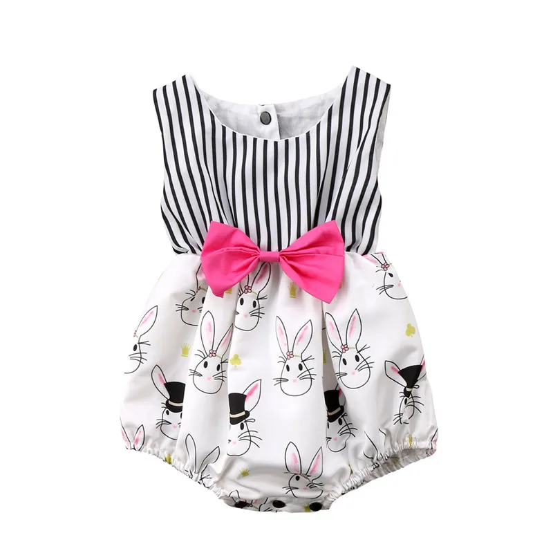 2018 Fashion Newborn Baby Girl Clothes Infant Bunny Rabbit Striped Romper Jumpsuit Outfits Clothing 0-24M | Детская одежда и обувь